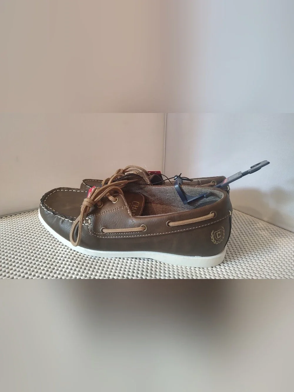 Chaps Men's Size 9 Benny Boat Shoe NWT Cognac Brown Shoes